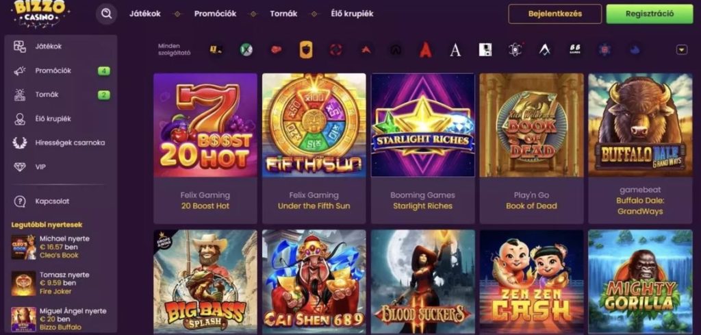 Bizzo slots and bonueses