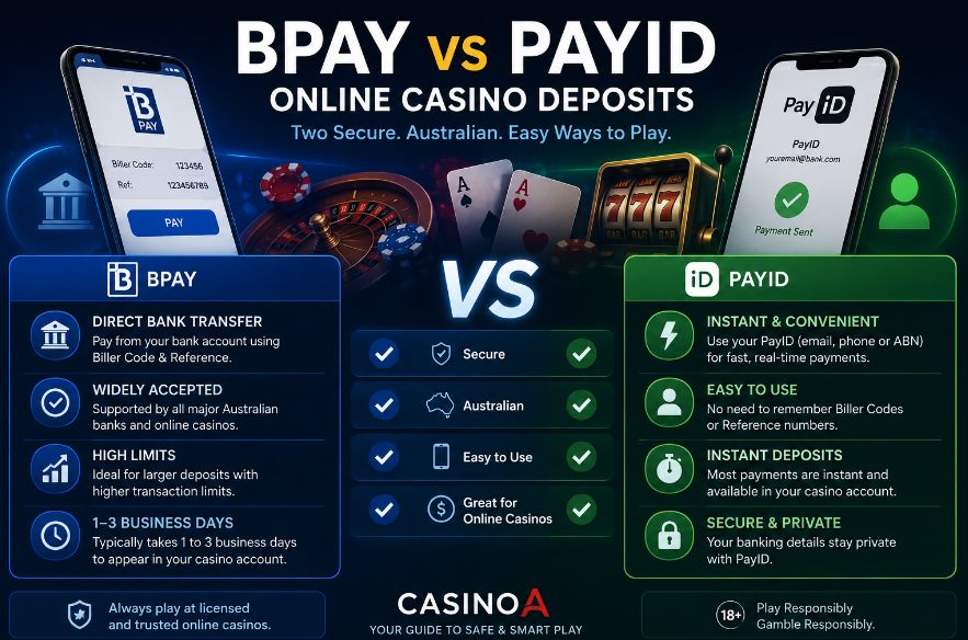 BPAY vs PayID online casino deposits comparison for Australian players