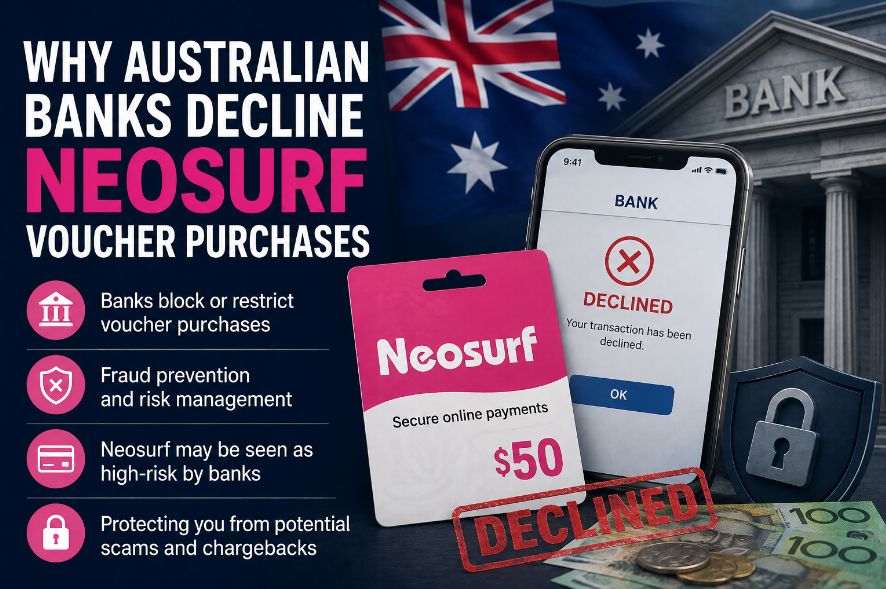 Why Australian banks decline NeoSurf voucher purchases due to fraud controls and risk restrictions